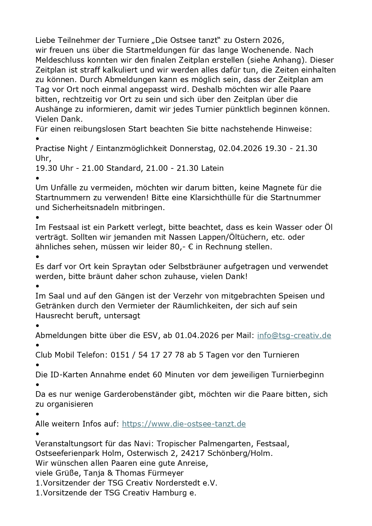 Infos für Teilnehmer